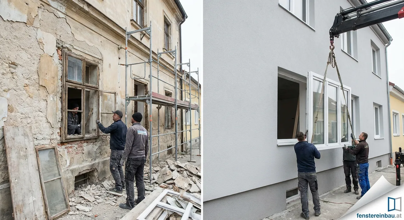 Fassadensanierung und Fenstertausch Reihenfolge Baustelle