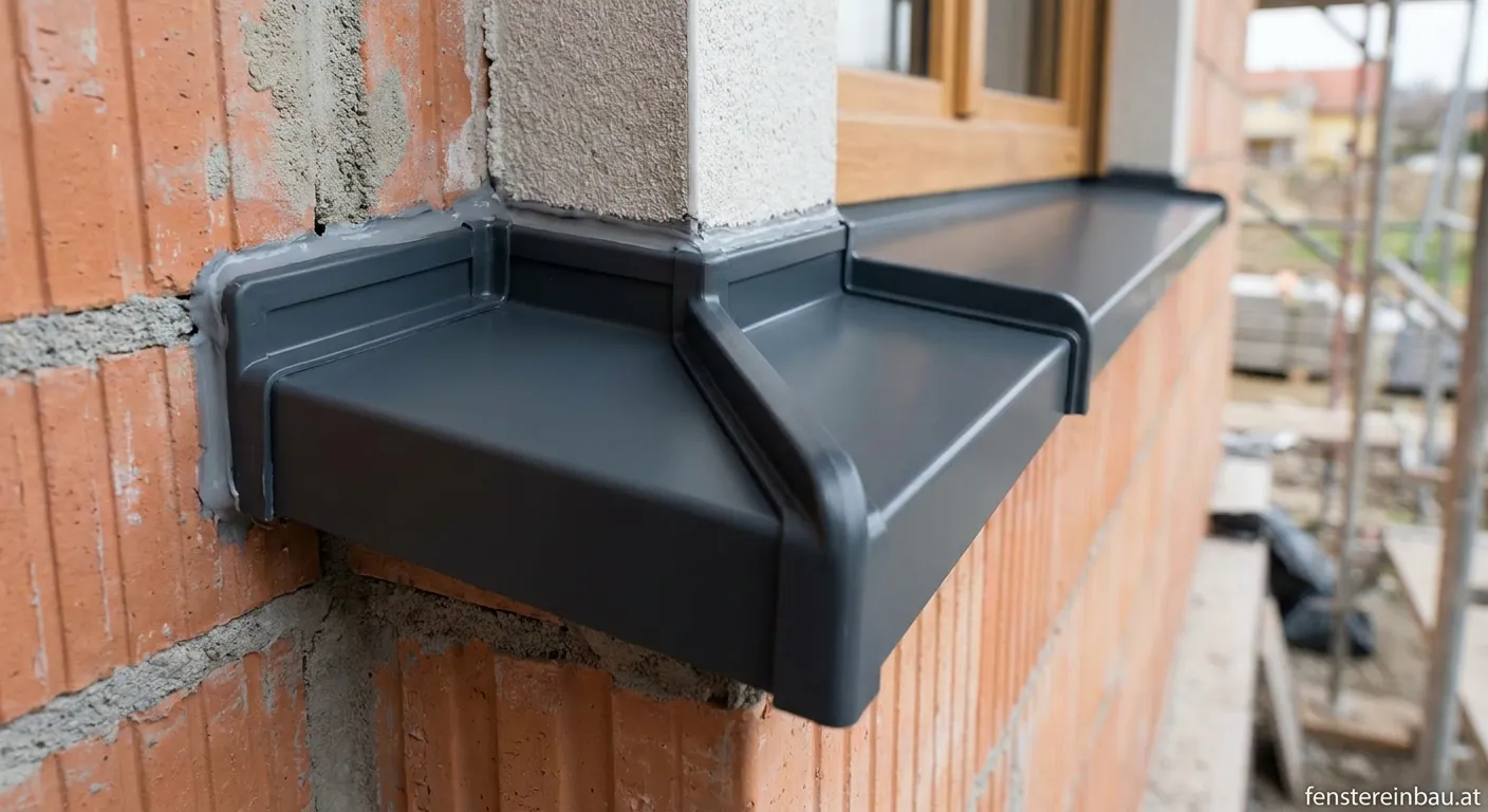Montage von Fensterbankformteilen für schlagregendichte Ecken