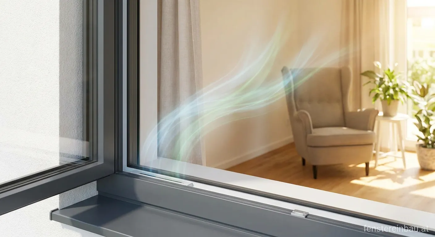 Fensterfalzlüfter installiert am Fensterrahmen