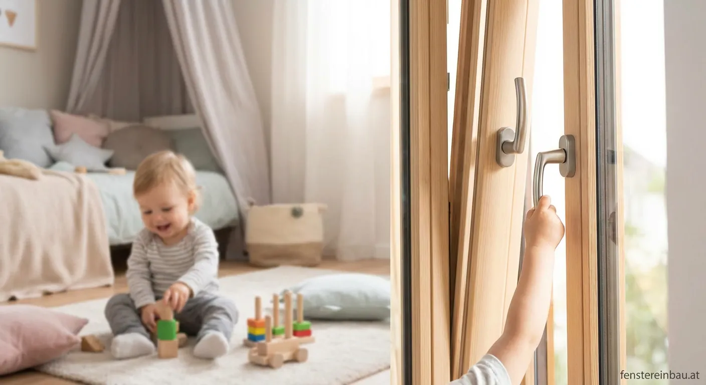 Moderner Fenstergriff mit Kipp-vor-Dreh-Funktion im Kinderzimmer für mehr Sicherheit