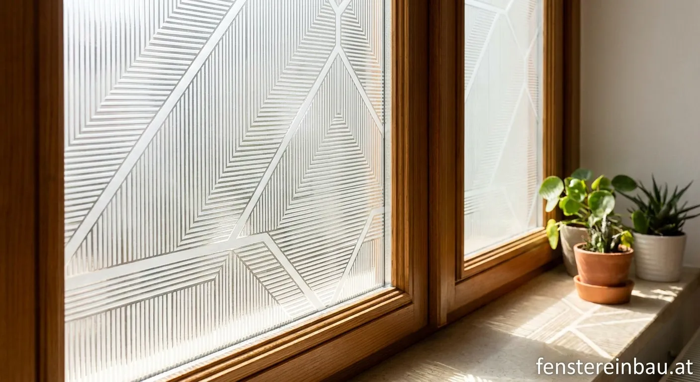 Dekorativer Rillenschliff im Fensterglas eines modernen Fensters
