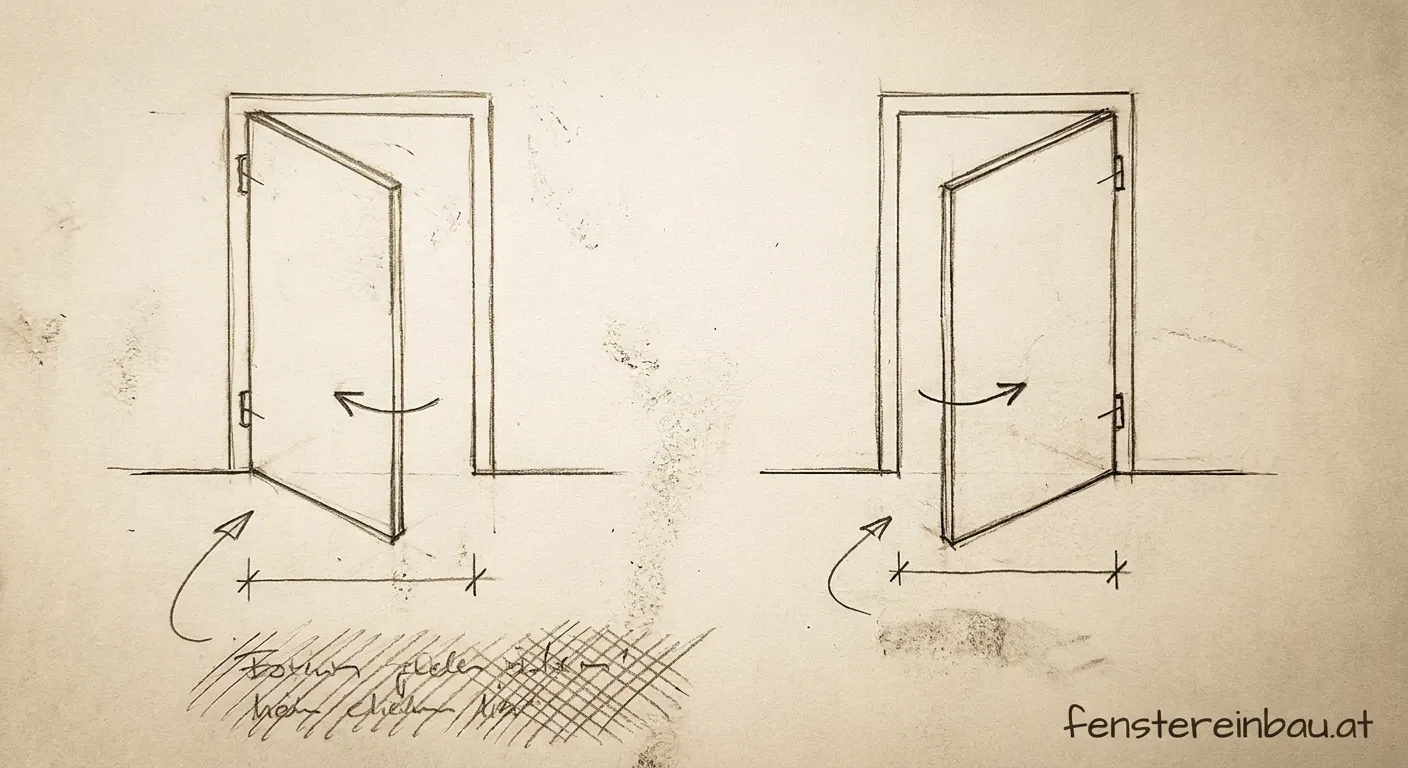 Diagramm der Öffnungsarten nach DIN Standard links und rechts