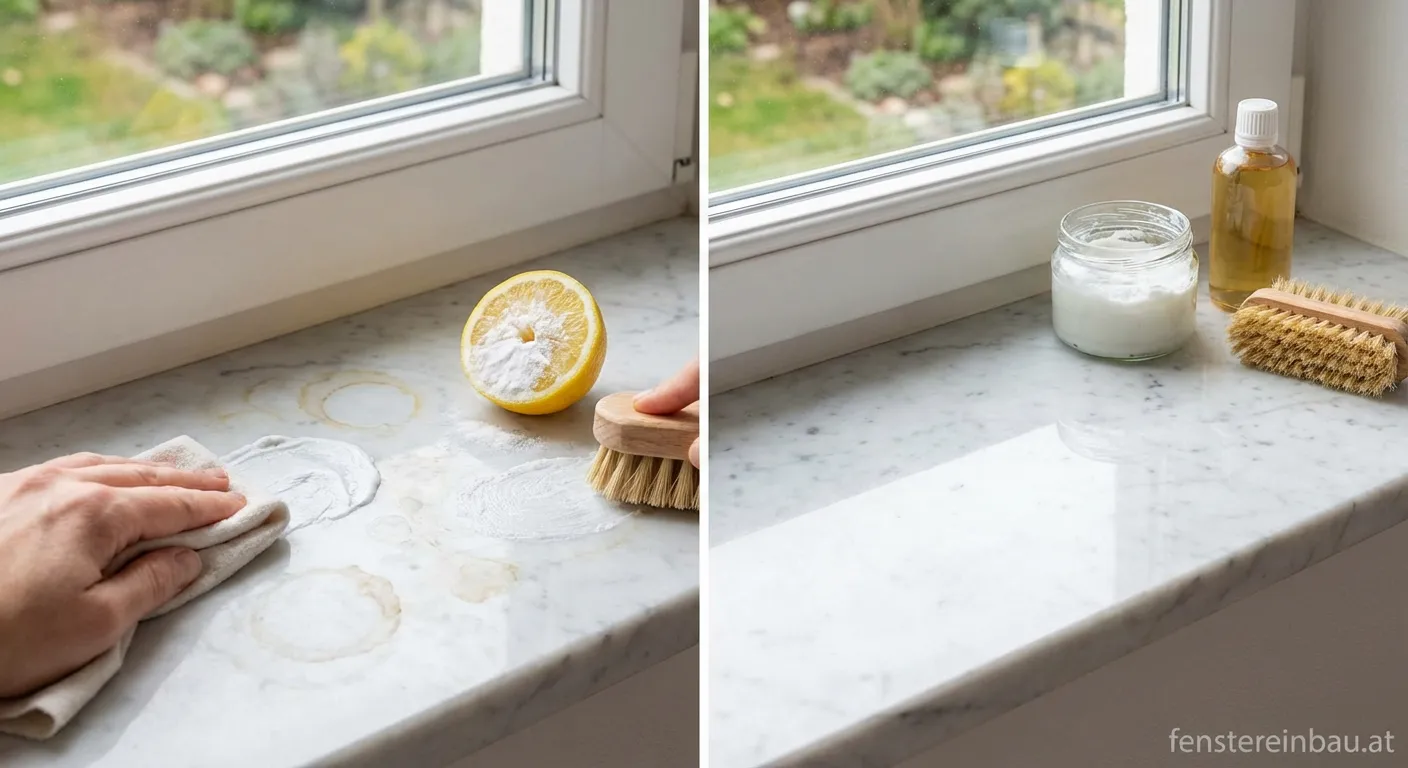 Wasserflecken auf Marmor-Fensterbank entfernen Anleitung